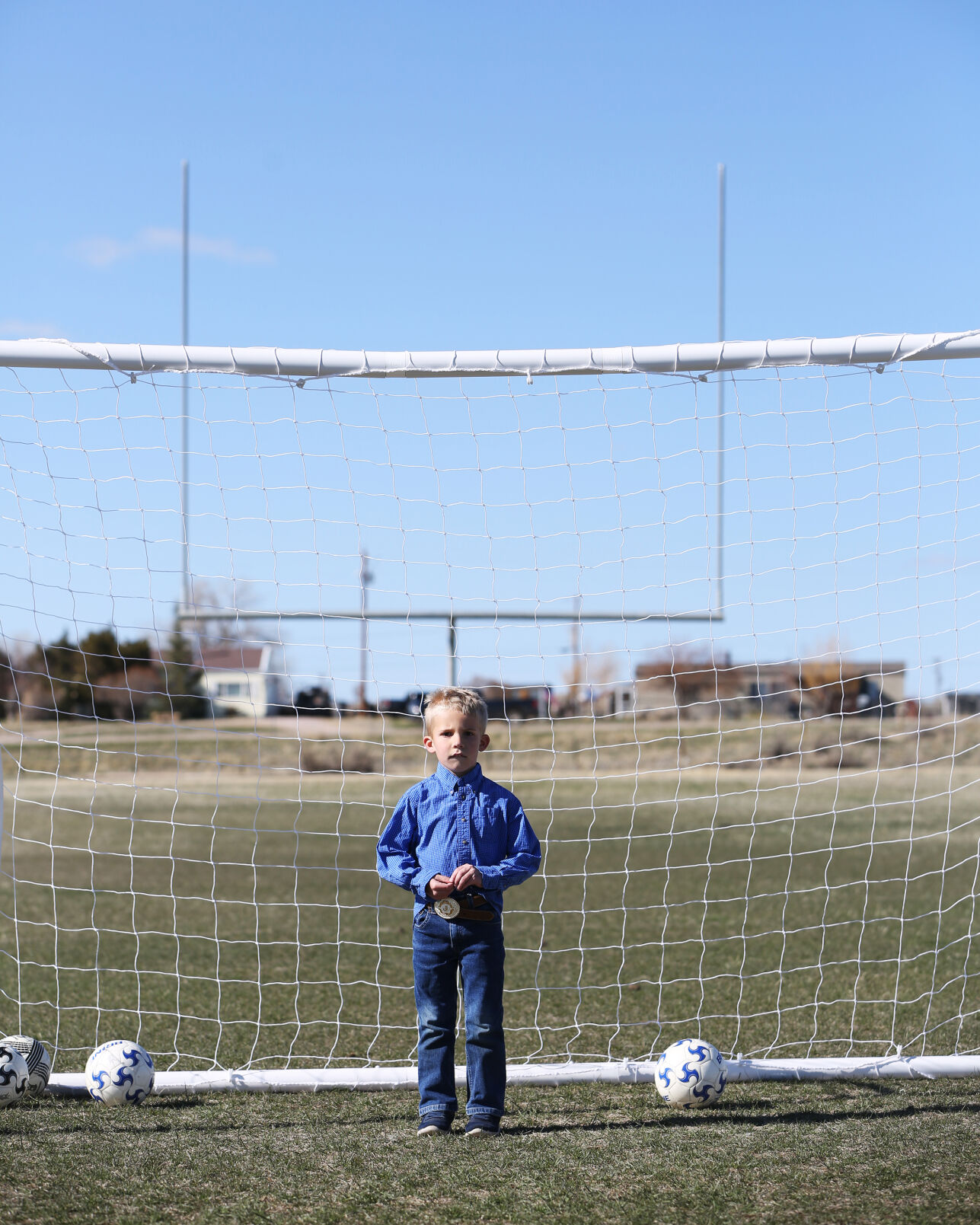 Joe Brock stands dead center in the middle of the goal
